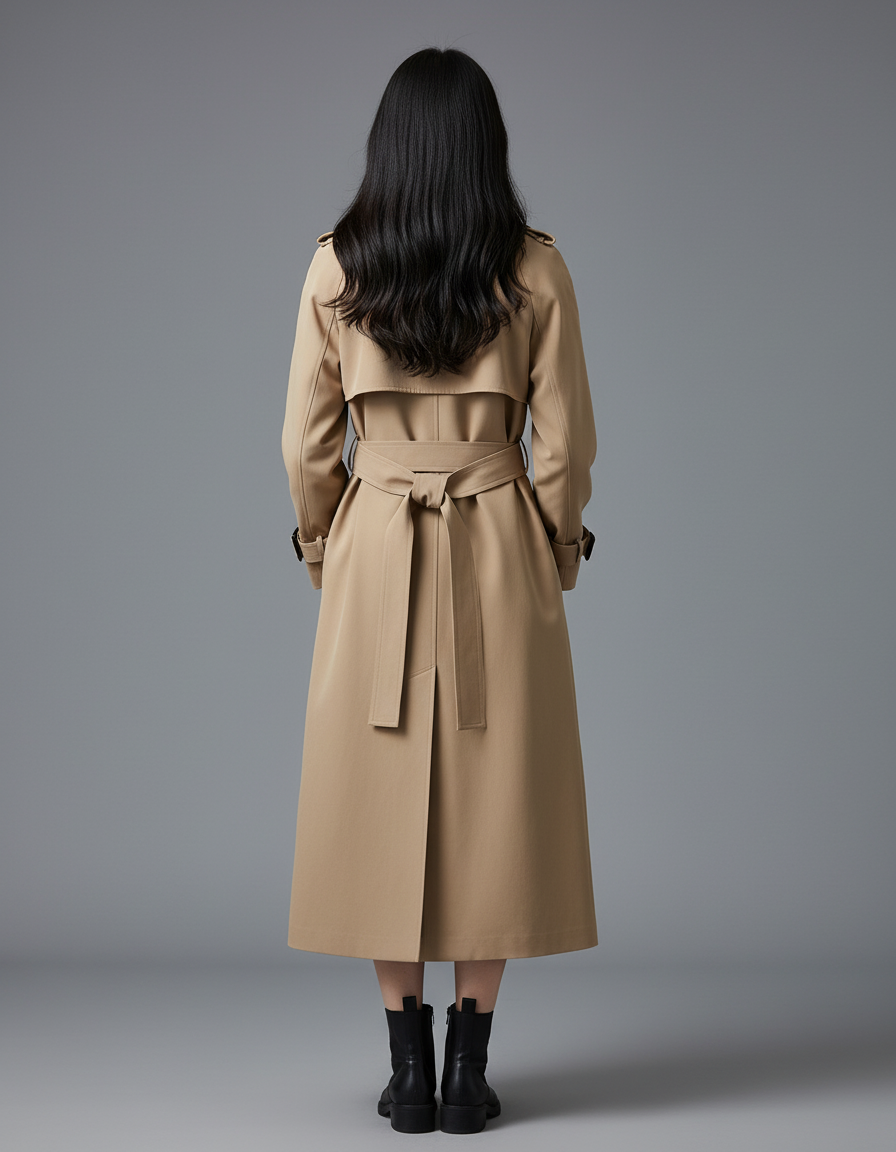 Women’s Classic Belted Trench Coat – Long Double Breasted Water Resistant Stylish Winter Coat