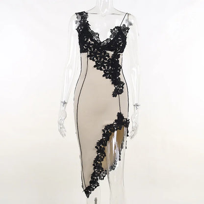 Sexy Women's Deep V Neck Backless Bodycon Dress Strap Detail Mini Dress