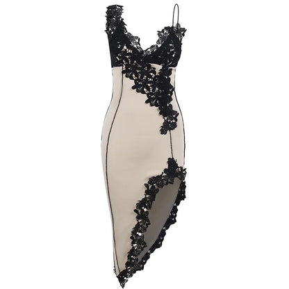 Sexy Women's Deep V Neck Backless Bodycon Dress Strap Detail Mini Dress