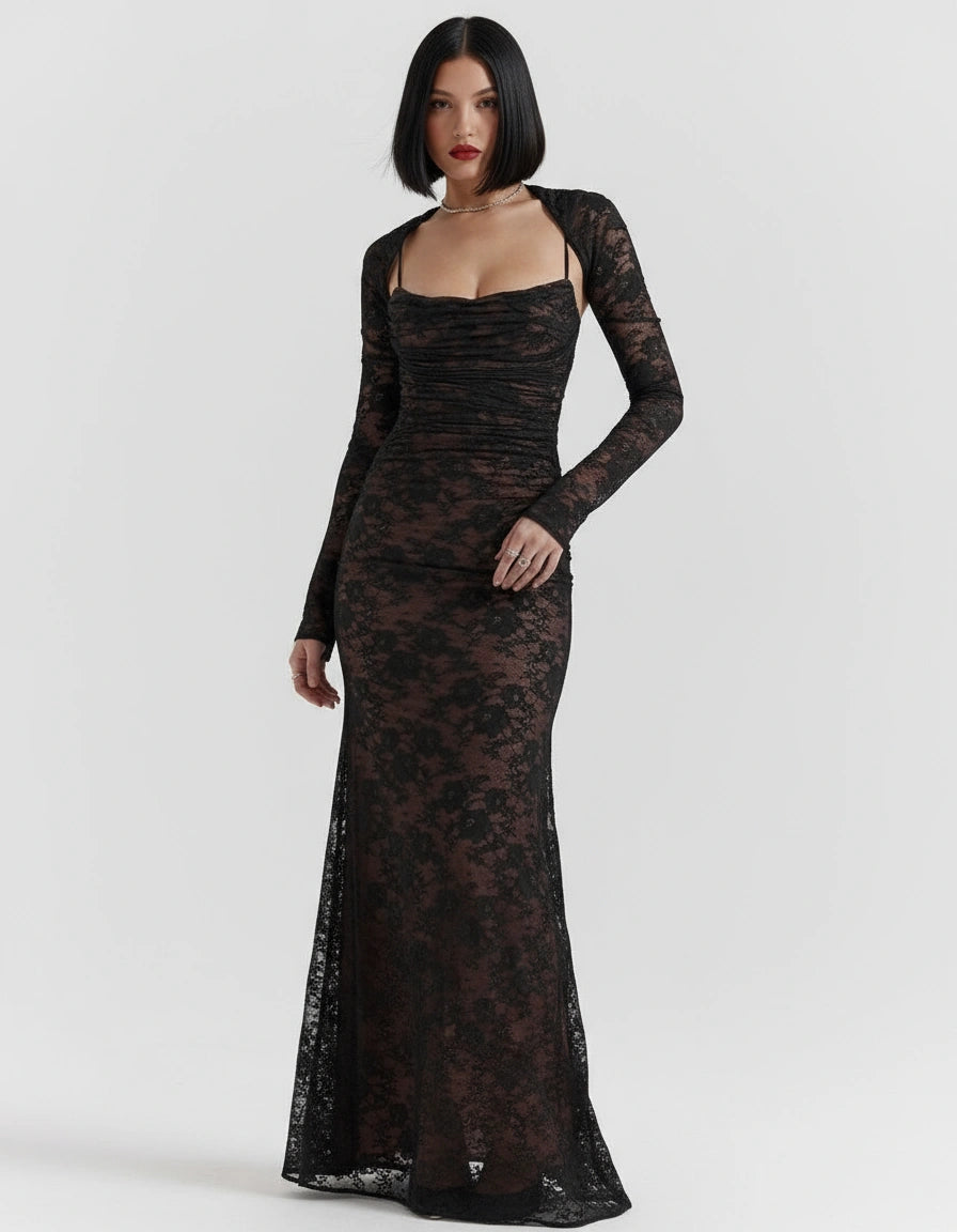 Seraphina Lace Corset Gown Evening Maxi Party Dress | Zalvare