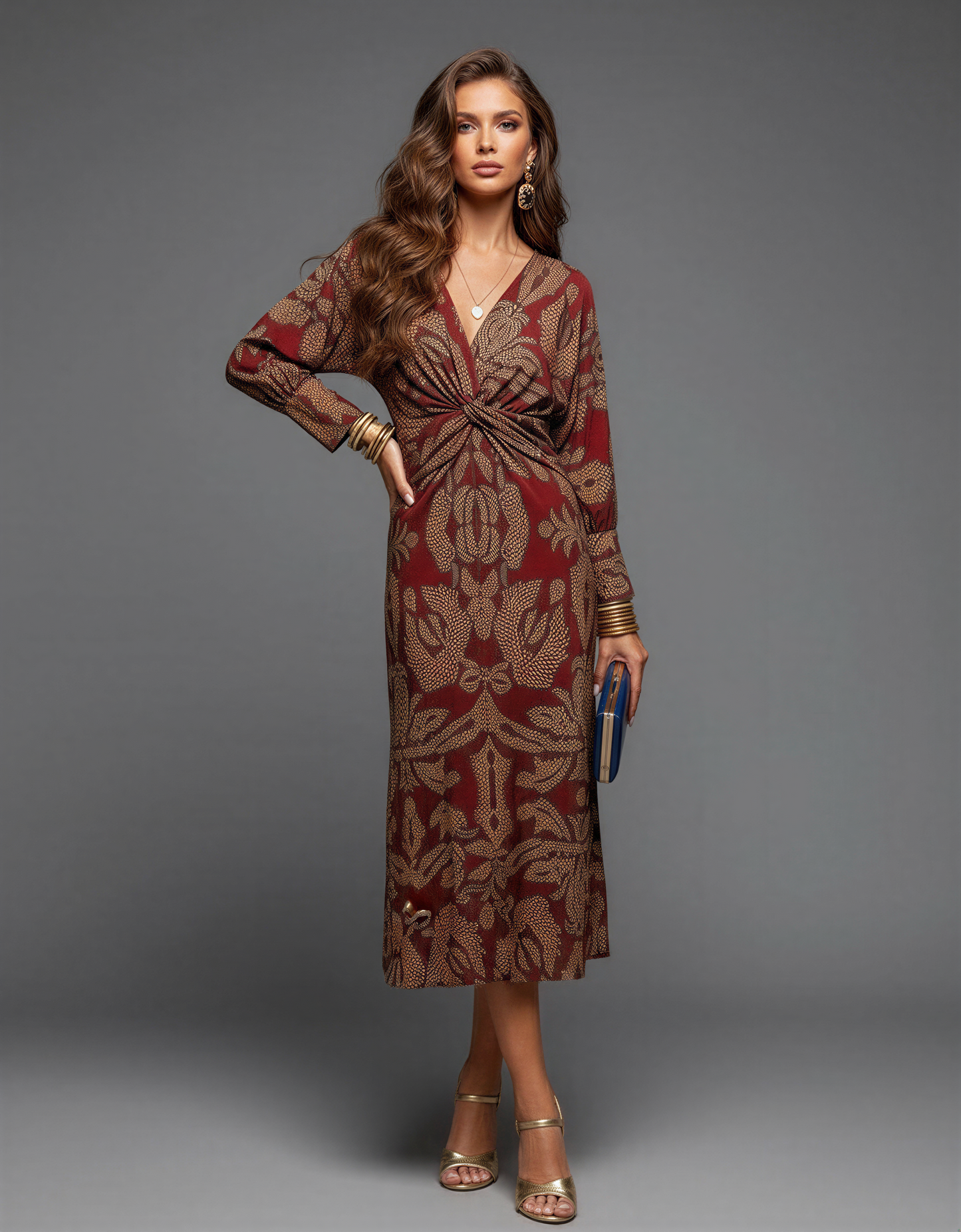 Black Long Sleeve Bodycon Midi Dress – Ruched Evening Party Dress for Women – Elegant Fitted Cocktail Dress