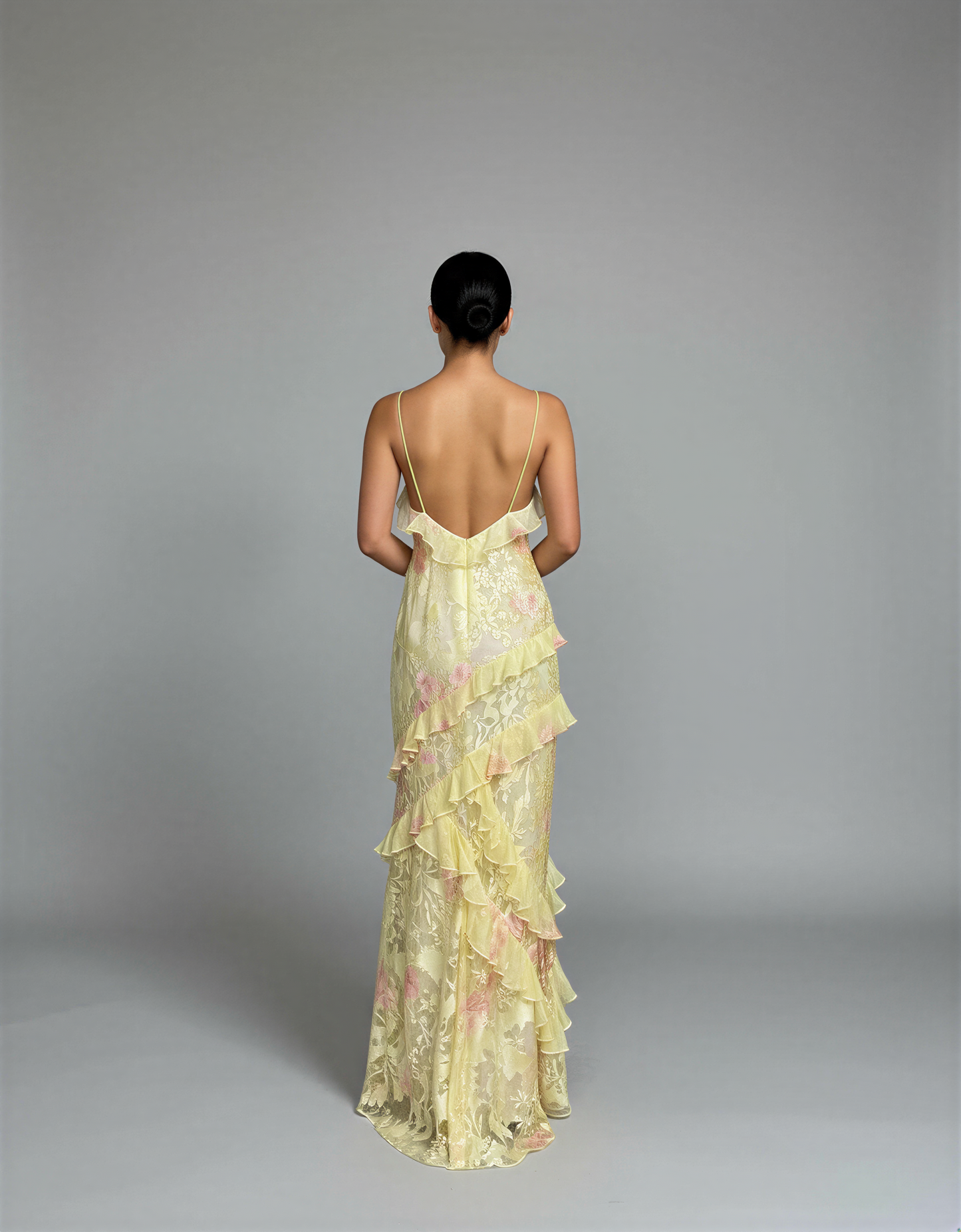 Boho Maxi Dress – Flowy Floral Ruffle Long Dress for Women – Open Back Summer Maxi Dress with Tiered Layers