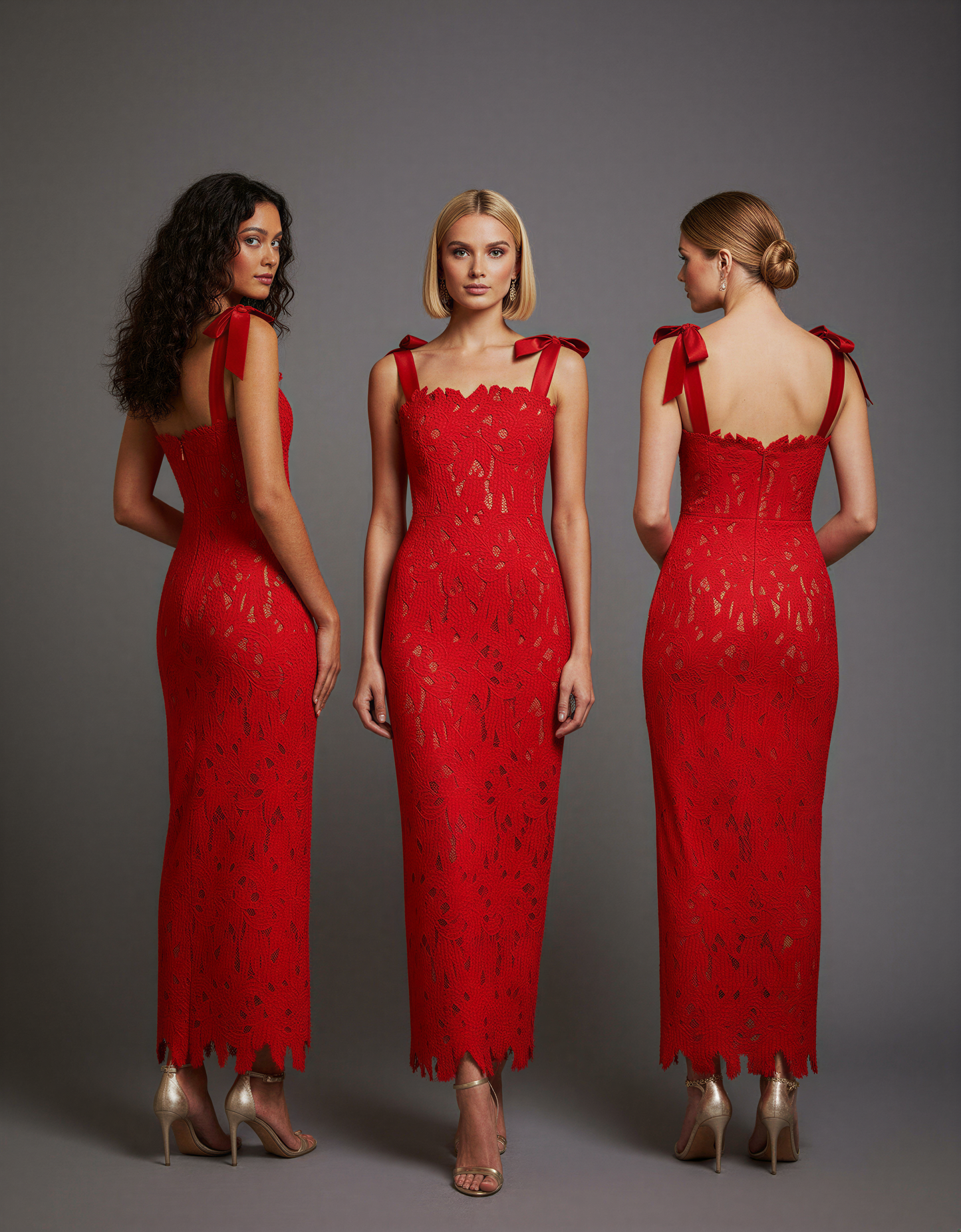 Bow-Strap Lace Dress - Timeless Cocktail & Romantic Evening Attire