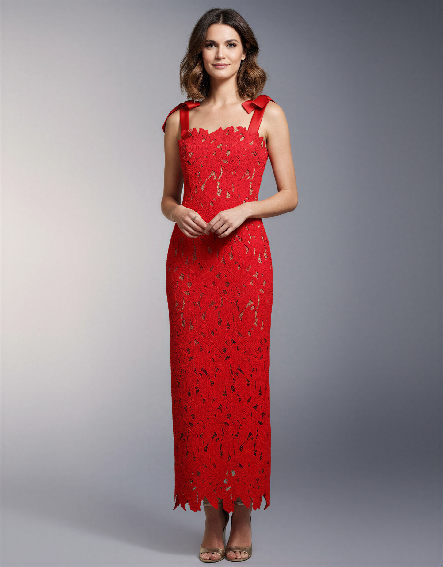 Bow-Strap Lace Dress - Timeless Cocktail & Romantic Evening Attire