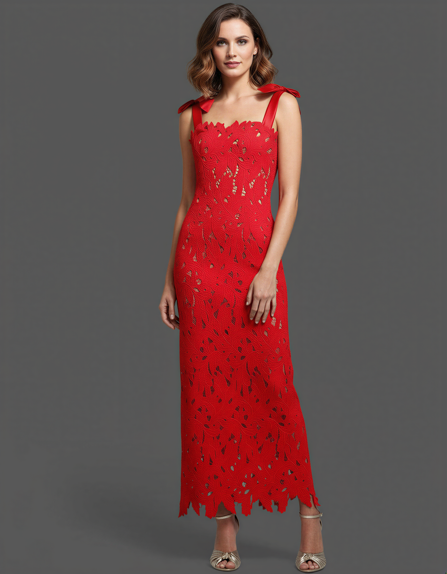 Bow-Strap Lace Dress - Timeless Cocktail & Romantic Evening Attire