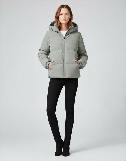 Warm Puffer Jacket with Hood – Stylish and Comfortable Winter Coat for Women – Perfect for Casual Outings and Outdoor Activities
