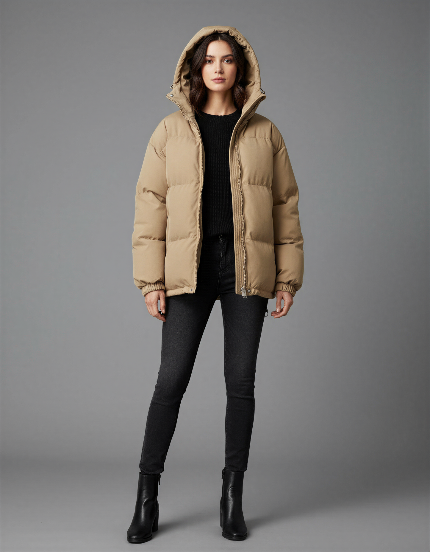 Warm Puffer Jacket with Hood – Stylish and Comfortable Winter Coat for Women – Perfect for Casual Outings and Outdoor Activities