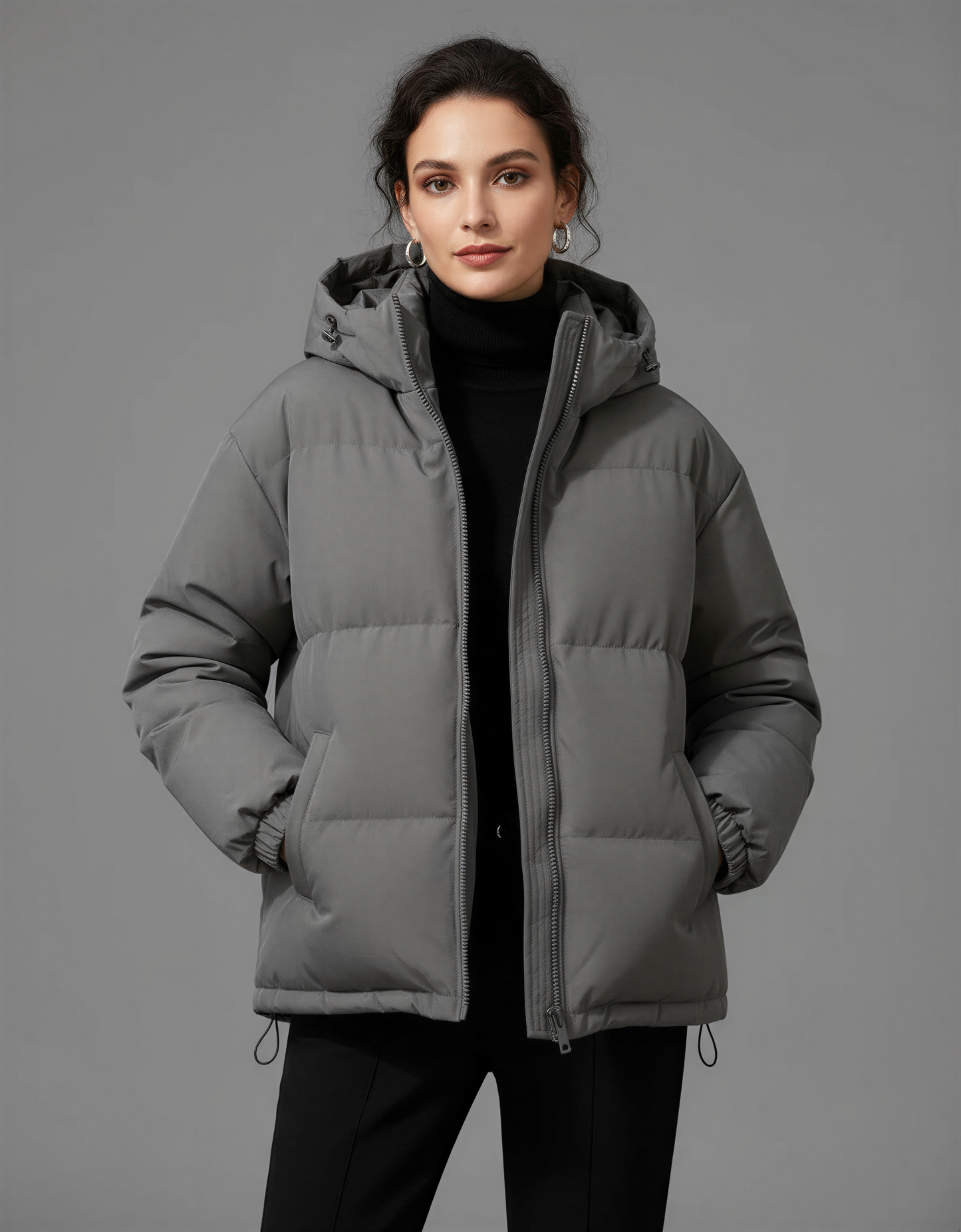 Warm Puffer Jacket with Hood – Stylish and Comfortable Winter Coat for Women – Perfect for Casual Outings and Outdoor Activities