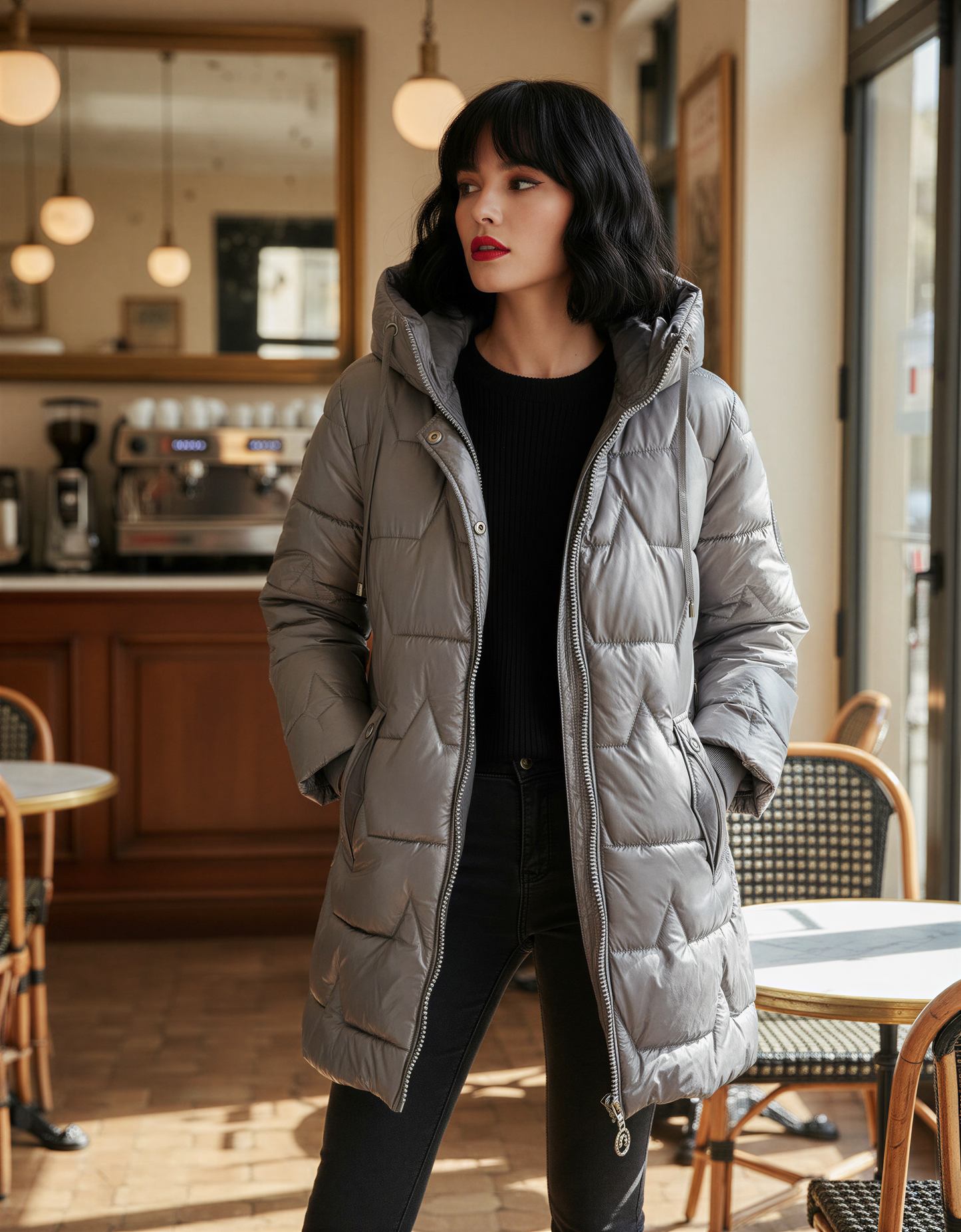 Women's Long Puffer Jacket with Insulating Padding & Hood | Warm, Stylish Winter Outerwear for Cold Weather
