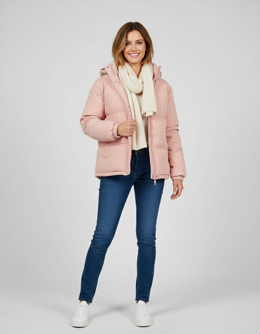 Warm Puffer Jacket with Hood – Stylish and Comfortable Winter Coat for Women – Perfect for Casual Outings and Outdoor Activities