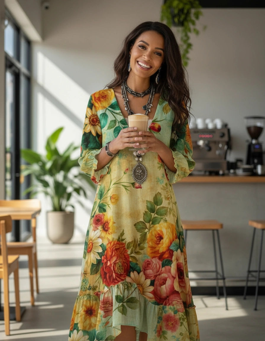 Vintage Floral Dress — Party Dress