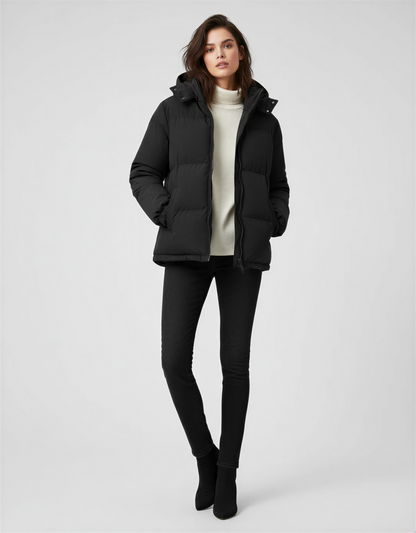 Warm Puffer Jacket with Hood – Stylish and Comfortable Winter Coat for Women – Perfect for Casual Outings and Outdoor Activities