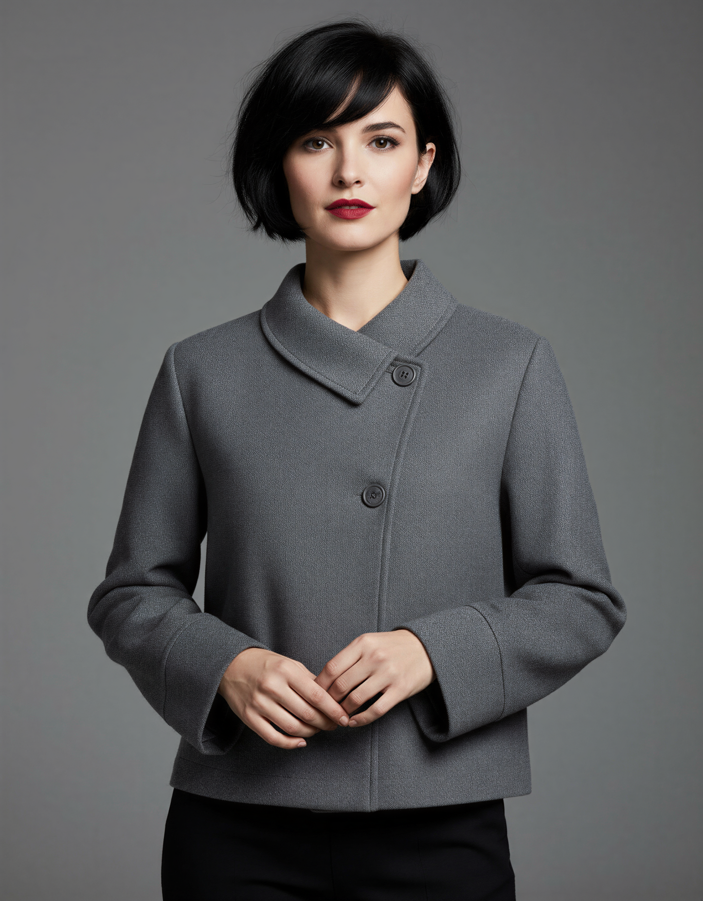 Classic Button-Down Coat for Women – Stylish Outerwear with Elegant Collar and Button Details