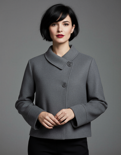 Classic Button-Down Coat for Women – Stylish Outerwear with Elegant Collar and Button Details