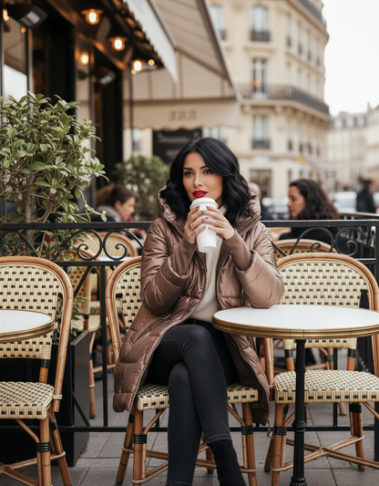 Women's Long Puffer Jacket with Insulating Padding & Hood | Warm, Stylish Winter Outerwear for Cold Weather