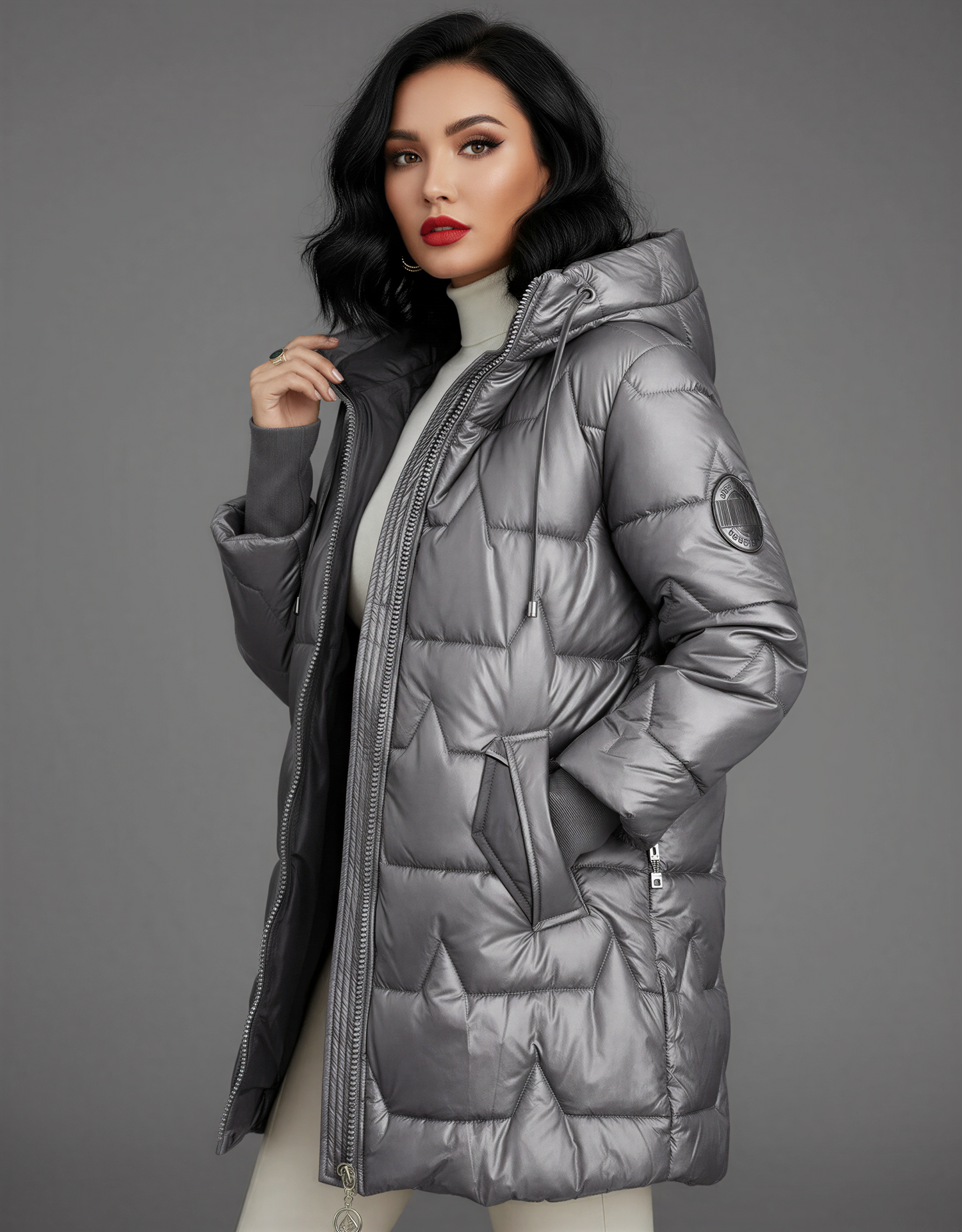 Women's Long Puffer Jacket with Insulating Padding & Hood | Warm, Stylish Winter Outerwear for Cold Weather