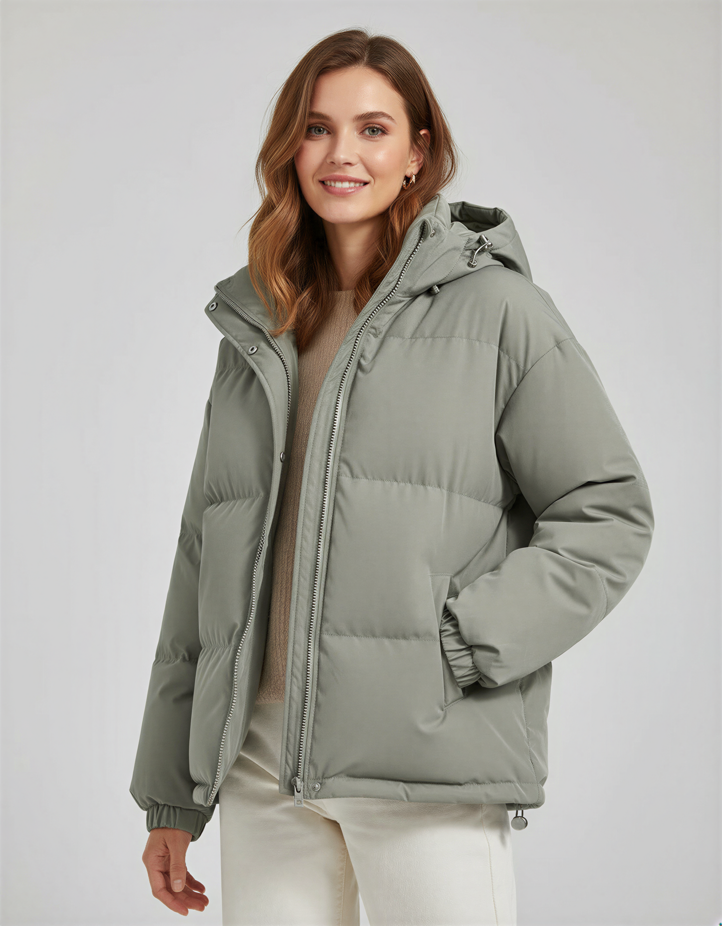 Warm Puffer Jacket with Hood – Stylish and Comfortable Winter Coat for Women – Perfect for Casual Outings and Outdoor Activities