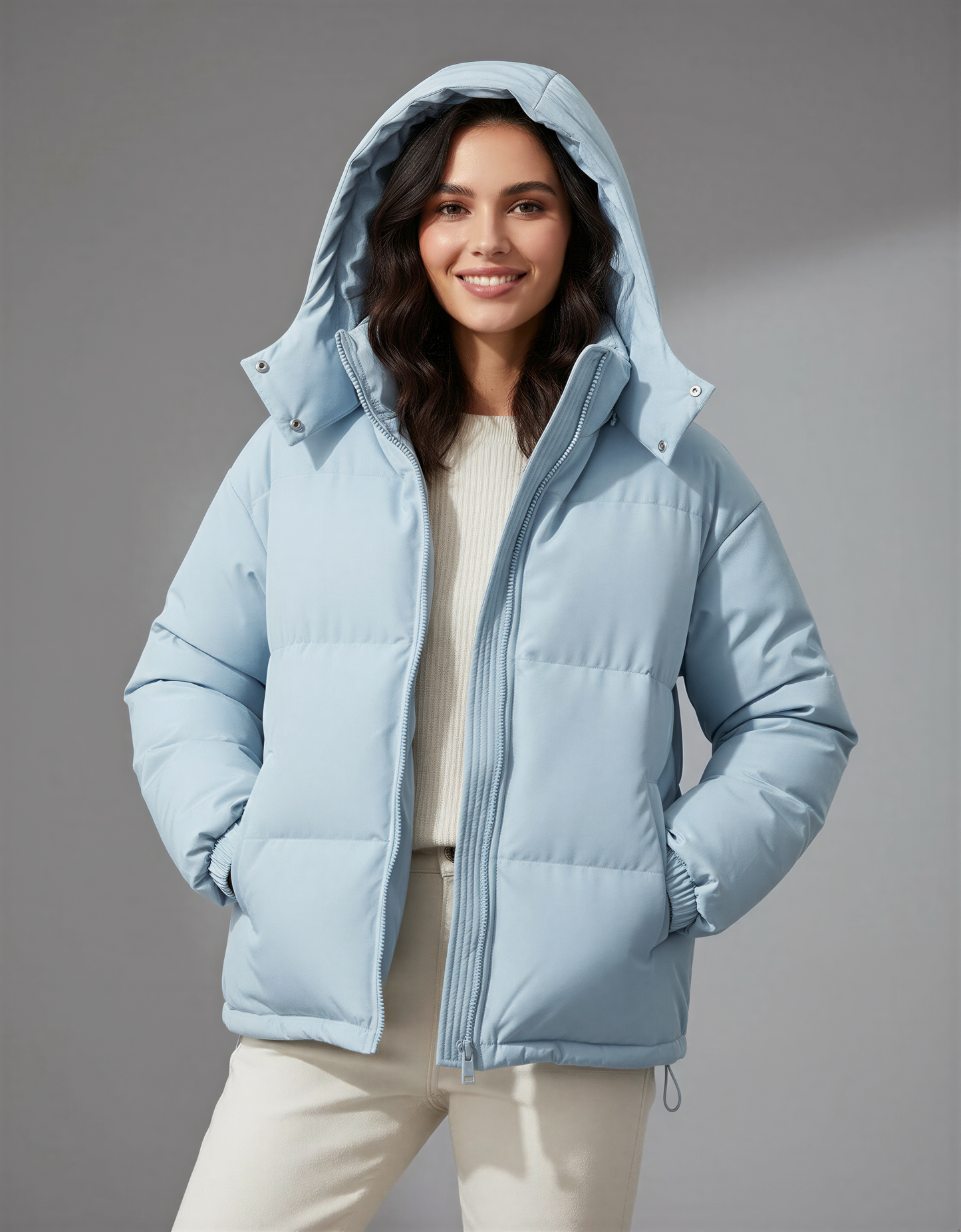 Warm Puffer Jacket with Hood – Stylish and Comfortable Winter Coat for Women – Perfect for Casual Outings and Outdoor Activities
