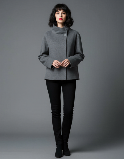Classic Button-Down Coat for Women – Stylish Outerwear with Elegant Collar and Button Details