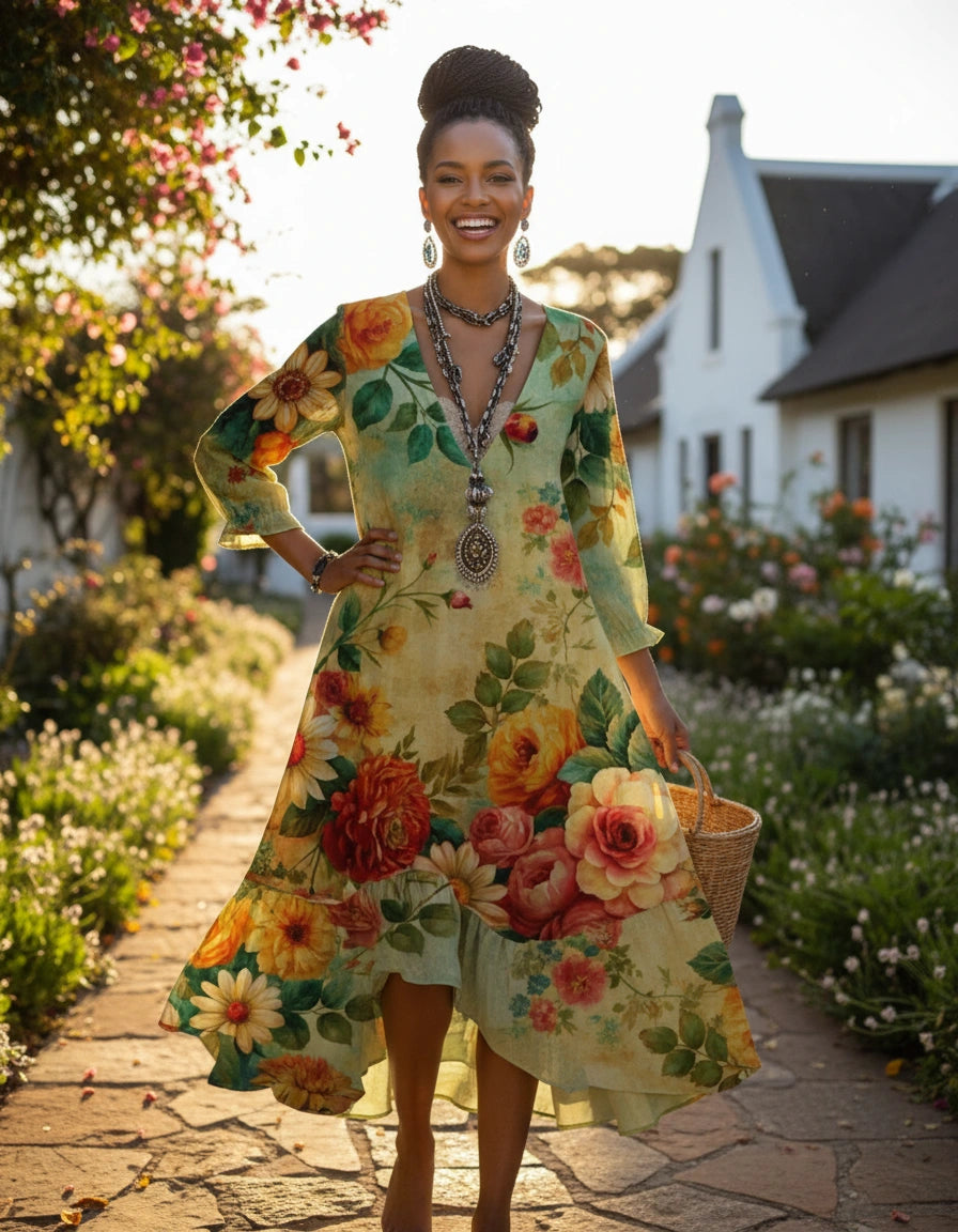 Vintage Floral Dress — Party Dress