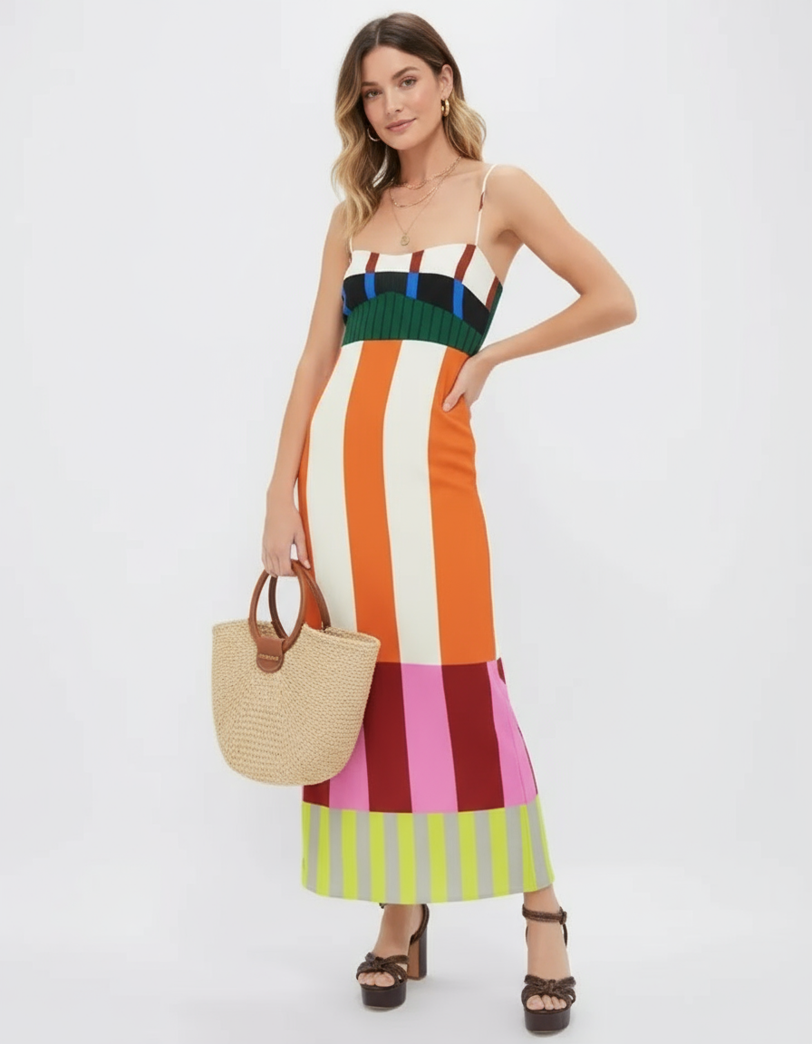 Colorful Stripes Maxi Dress – Perfect for Beach Days and Summer Escapes