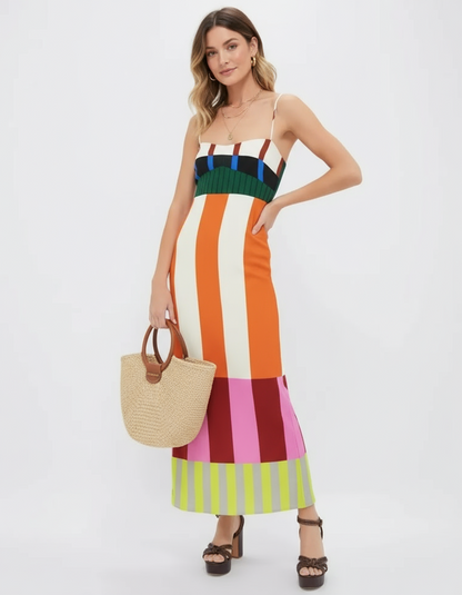 Colorful Stripes Maxi Dress – Perfect for Beach Days and Summer Escapes