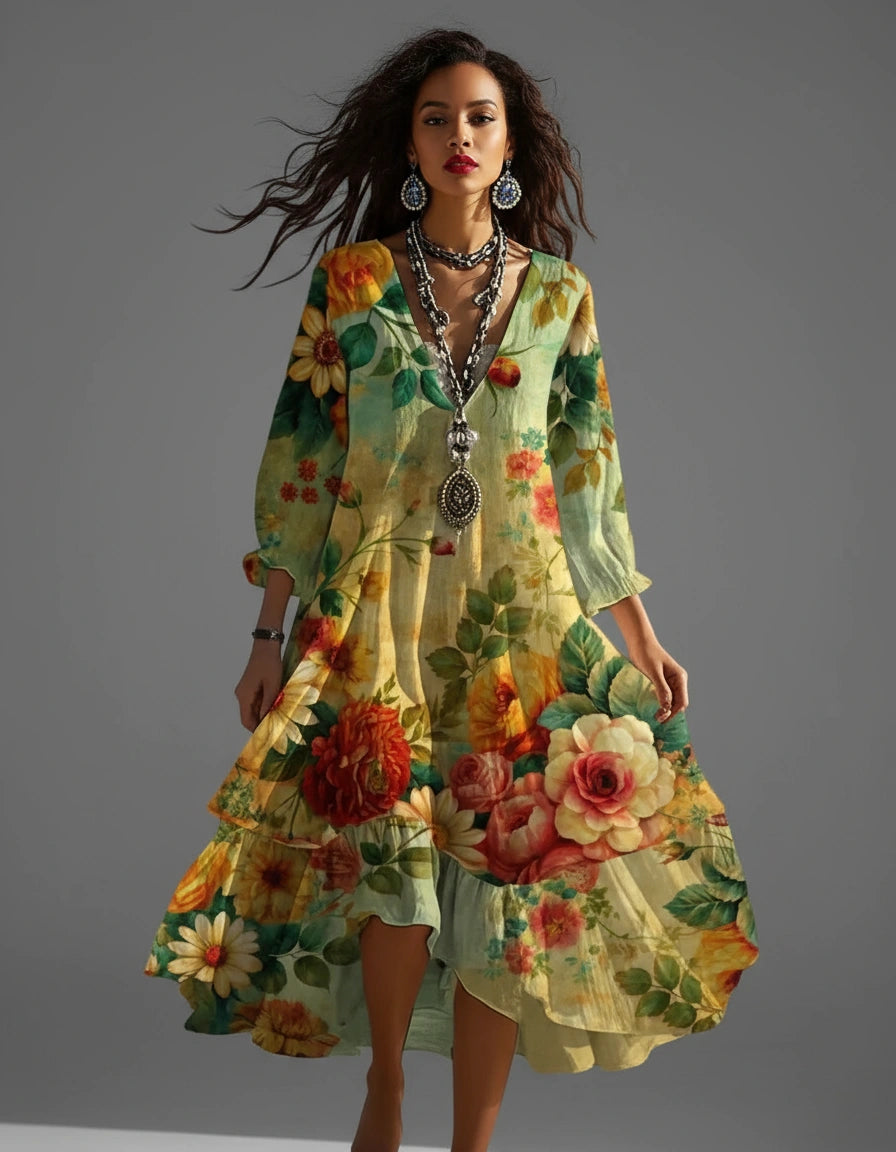 Vintage Floral Dress — Party Dress