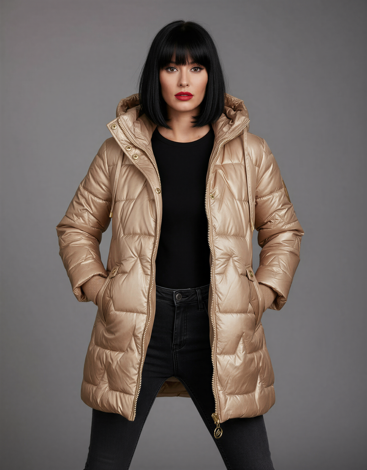 Women's Long Puffer Jacket with Insulating Padding & Hood | Warm, Stylish Winter Outerwear for Cold Weather