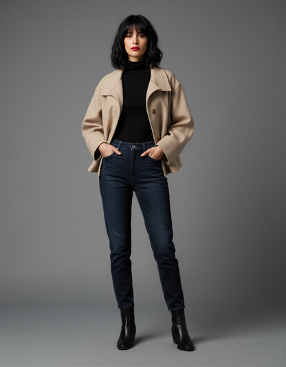 Classic Button-Down Coat for Women – Stylish Outerwear with Elegant Collar and Button Details