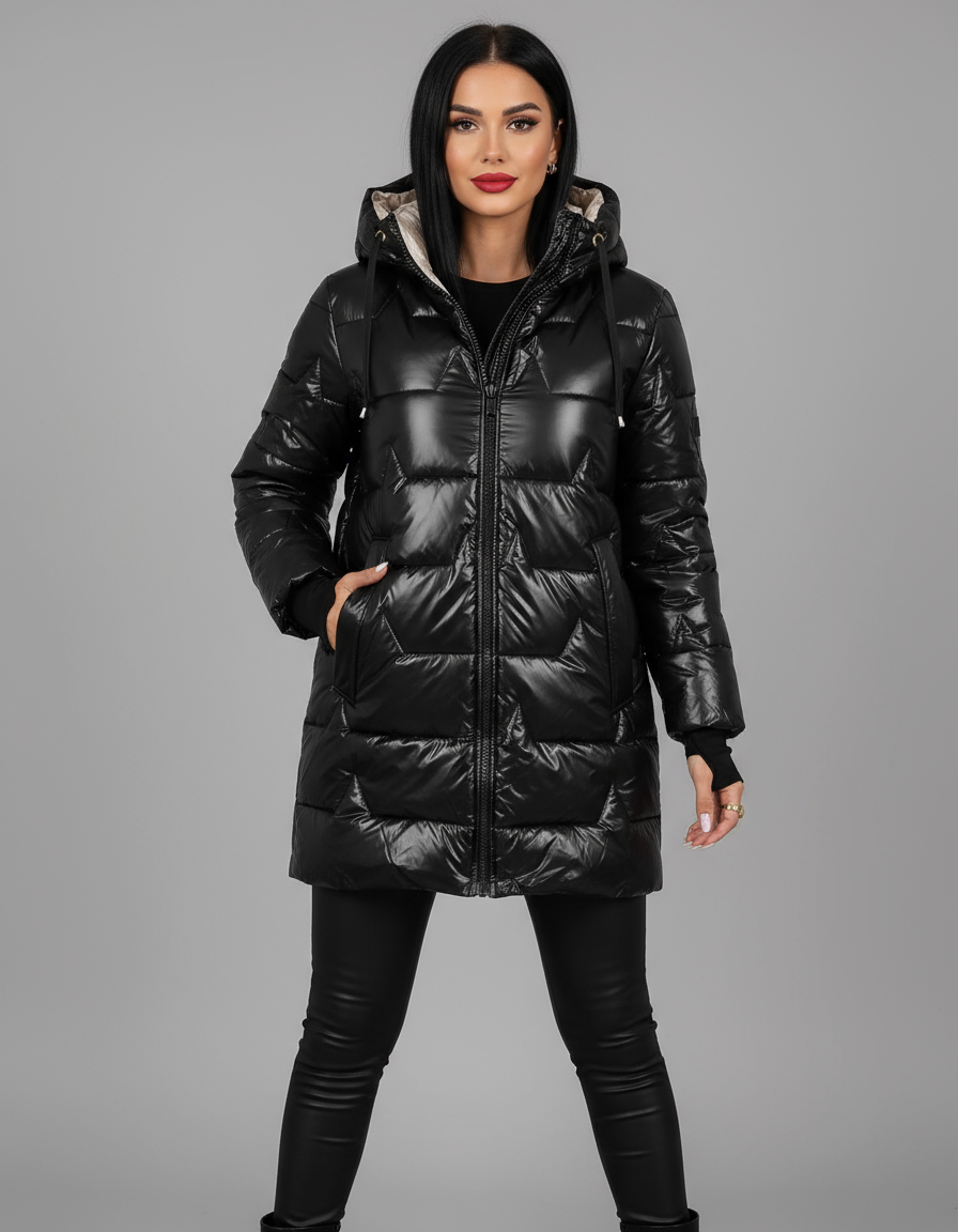Women's Long Puffer Jacket with Insulating Padding & Hood | Warm, Stylish Winter Outerwear for Cold Weather