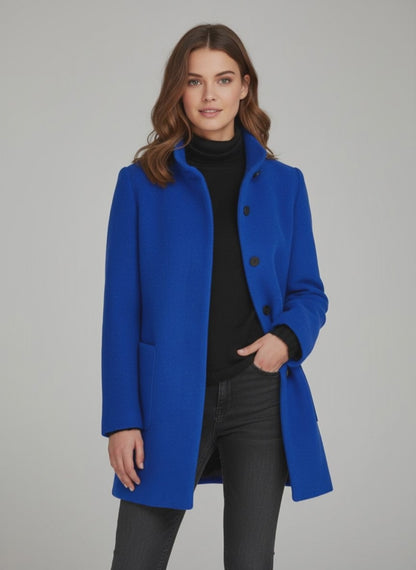 Women's Mid-Length Coat - Structured Silhouette, Warm & Versatile Mid Jacket