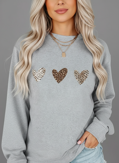 Wild at Heart Animal Print Trio Sweatshirt | Cozy Crewneck Pullover