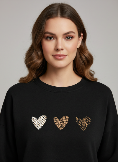 Wild at Heart Animal Print Trio Sweatshirt | Cozy Crewneck Pullover