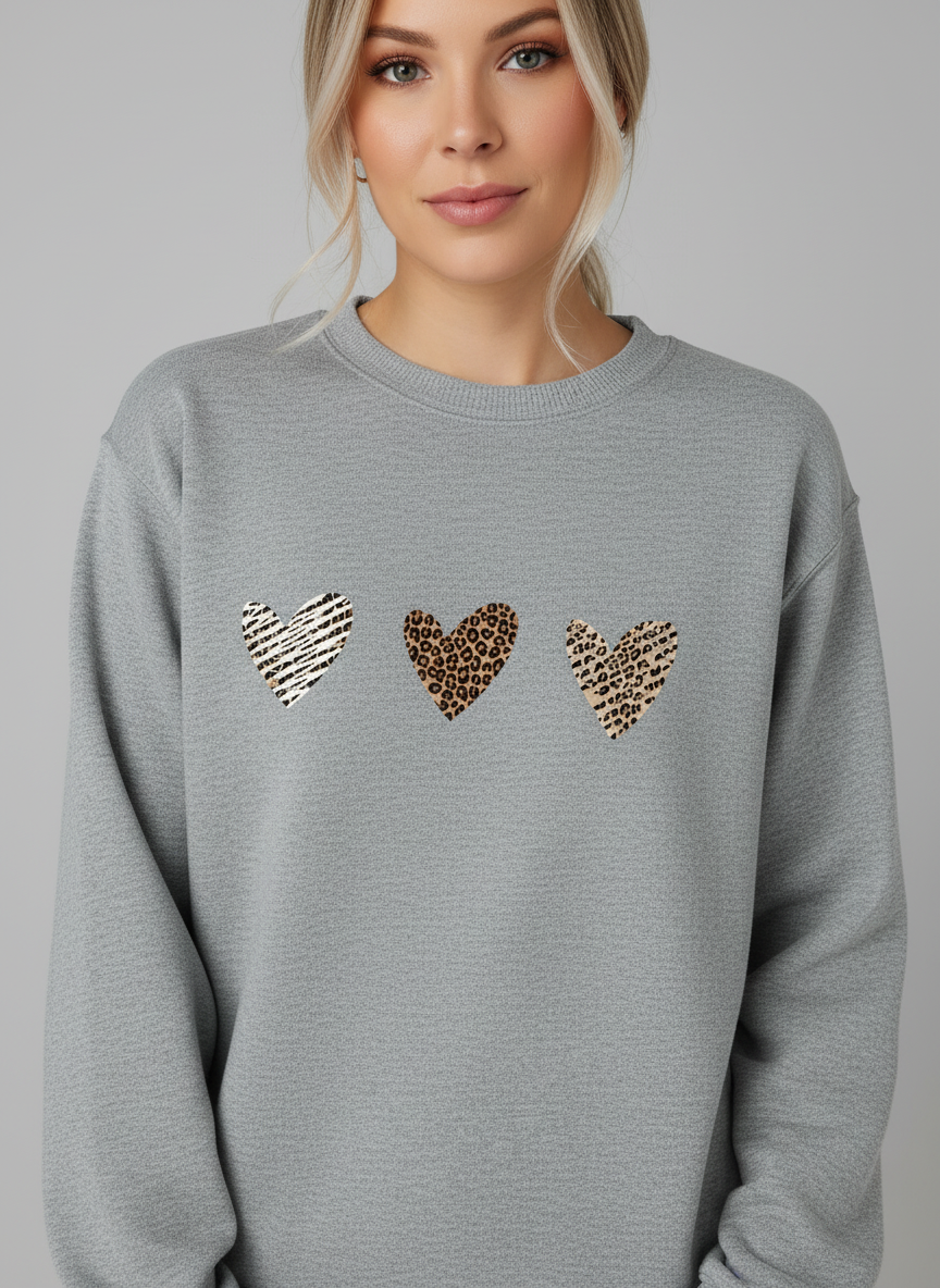 Wild at Heart Animal Print Trio Sweatshirt | Cozy Crewneck Pullover
