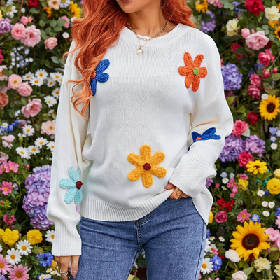 Floral Embroidered Knit Cardigan | Casual Long Sleeve Autumn Sweater