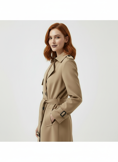Women’s Trench Coat – Double-Breasted, Belted, 3-Season Jacket