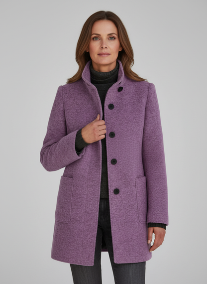 Women's Mid-Length Coat - Structured Silhouette, Warm & Versatile Mid Jacket