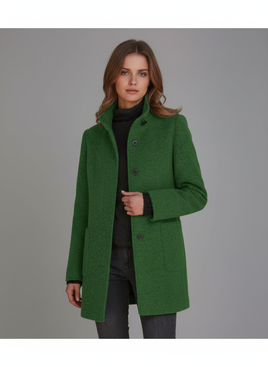 Women's Mid-Length Coat - Structured Silhouette, Warm & Versatile Mid Jacket