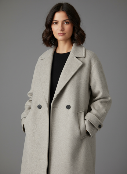 Double-Breasted Long Wool Coat | Oversized Winter Overcoat