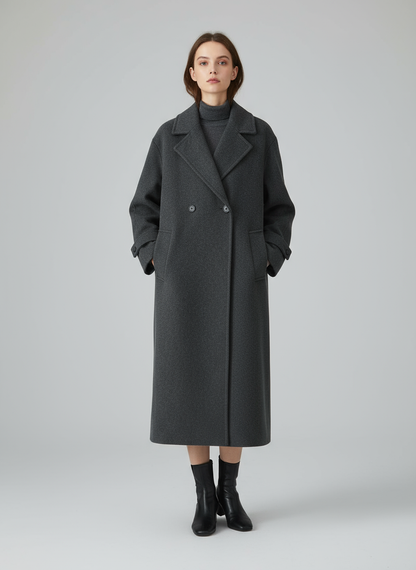 Double-Breasted Long Wool Coat | Oversized Winter Overcoat