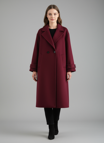 Double-Breasted Long Wool Coat | Oversized Winter Overcoat