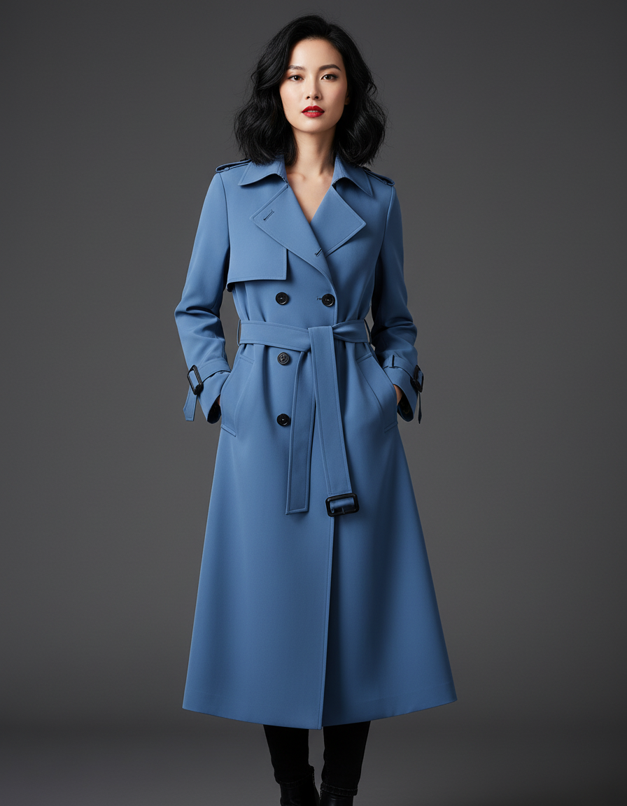 Women’s Classic Belted Trench Coat – Long Double Breasted Water Resistant Stylish Winter Coat