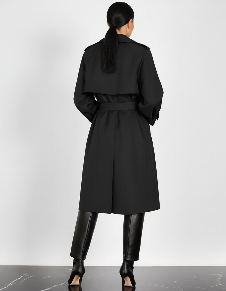 Women’s Classic Belted Trench Coat – Long Double Breasted Water Resistant Stylish Winter Coat
