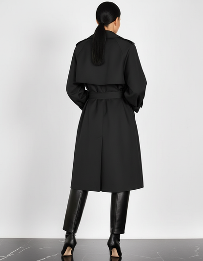 Women’s Classic Belted Trench Coat – Long Double Breasted Water Resistant Stylish Winter Coat