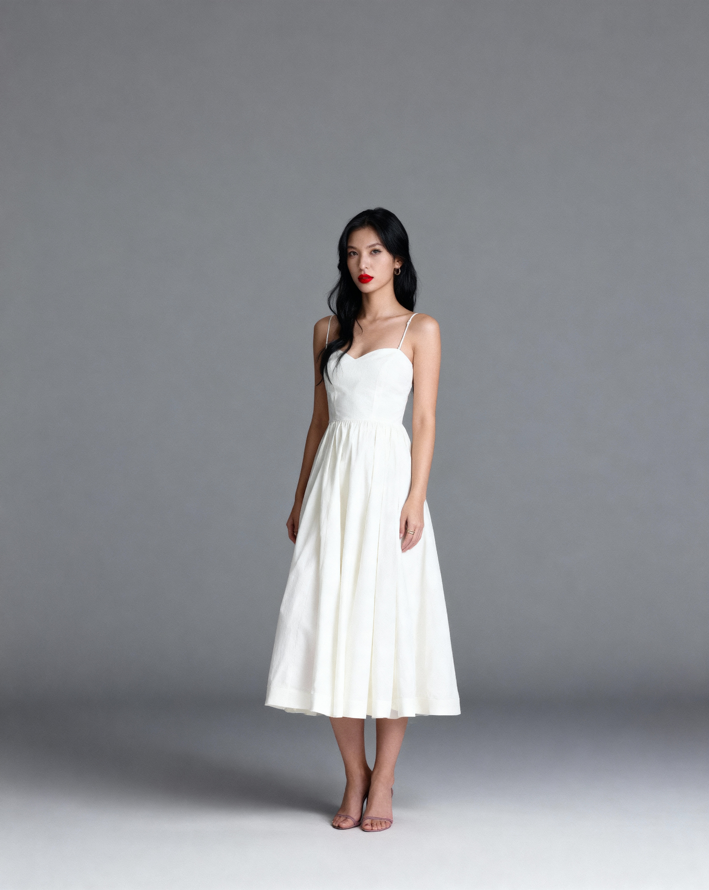 The Elena Midi Dress Dress with Square Neckline | Fit & Flare Sum Dress with Pockets |