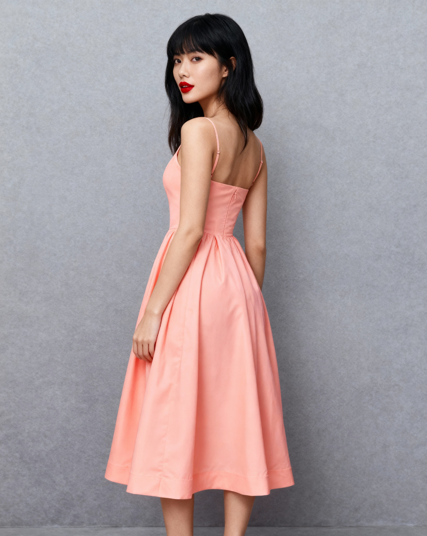 The Elena Midi Dress Dress with Square Neckline | Fit & Flare Sum Dress with Pockets |