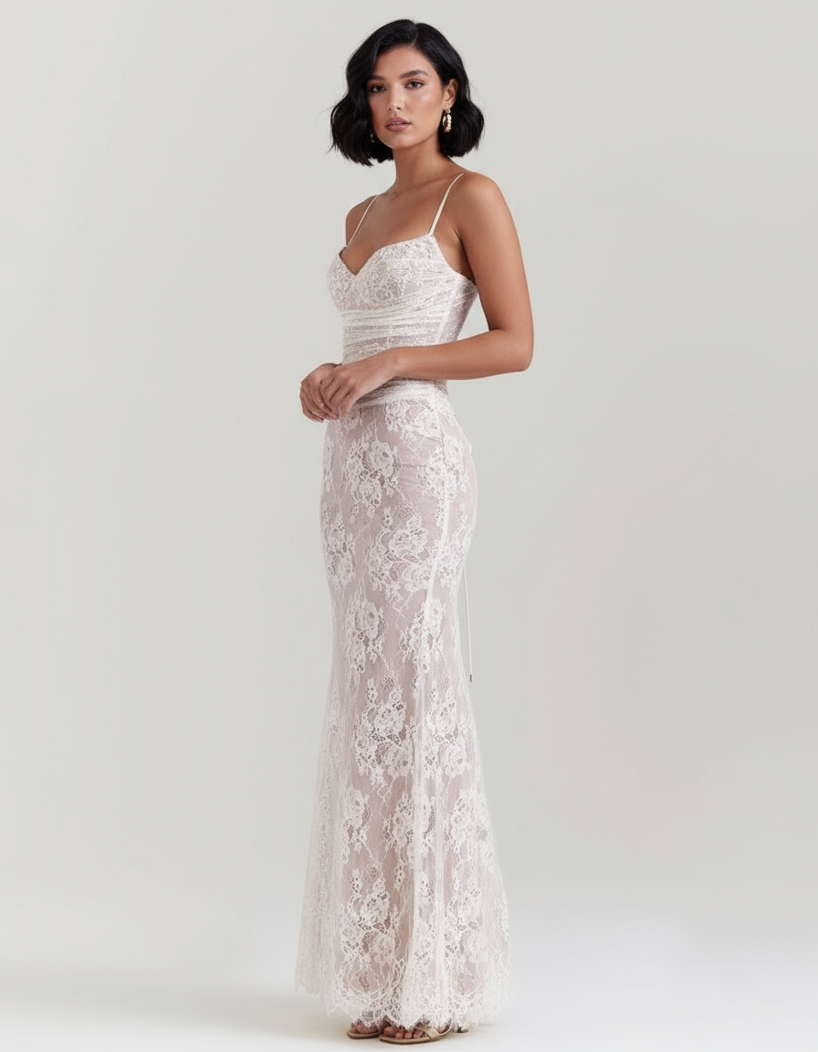 Seraphina Lace Corset Gown Evening Maxi Party Dress | Zalvare